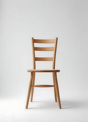 Simple Wooden Chair in White Studio