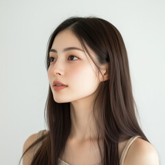 Fototapeta premium Beautiful Asian Korean Cute Girl Trend Portrait Close-up Pictorial