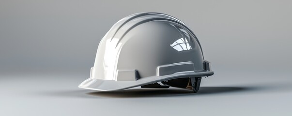 Fototapeta premium A gray hard hat, symbolizing safety and protection in construction and industrial work environments.
