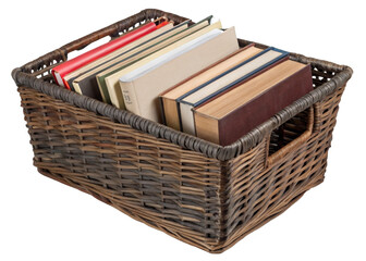 Books Basket isolated on a transparent background.