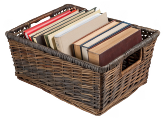 Books Basket isolated on a transparent background.