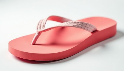 Close-up view of a single flip-flop, white backdrop, texture detail, fashion