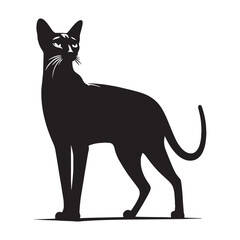Graceful Ocicat silhouette, an artistic depiction of feline elegance - Ocicat illustration - Ocicat vector - cat silhouette

