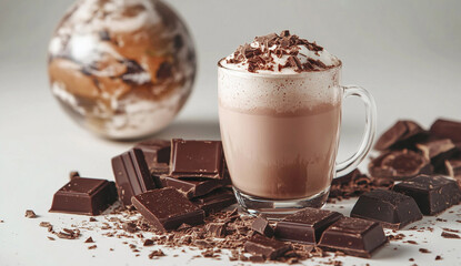 Delicious Hot Chocolate Drink with Whipped Cream and Chocolate Shavings