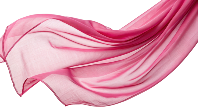 Soft pink fabric flowing gracefully in air, creating elegant and delicate appearance. light texture adds sense of movement and beauty