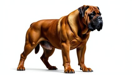 Obraz premium Imposing mastiff, muscular build, pure white backdrop, pet photography, large