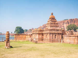 Amazing ancient hindu temple complex at Badami , tourist destination in Karnataka, India