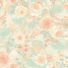 Vintage Pastel Watercolor Floral Pattern