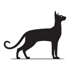 Mystical Oriental Shorthair silhouette, exuding an air of feline mystery - Oriental Shorthair illustration - Oriental Shorthair vector - cat silhouette

