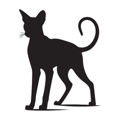 Fierce Oriental Shorthair silhouette, showcasing its confident stance - Oriental Shorthair illustration - Oriental Shorthair vector - cat silhouette


