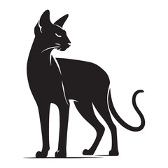 Striking Oriental Shorthair silhouette, a bold and beautiful cat design - Oriental Shorthair illustration - Oriental Shorthair vector - cat silhouette

