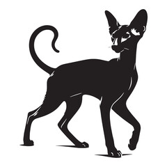 Intriguing Oriental Shorthair silhouette, capturing the breed’s unique features - Oriental Shorthair illustration - Oriental Shorthair vector - cat silhouette

