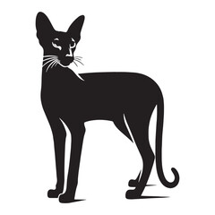 Eloquent Oriental Shorthair silhouette, a true depiction of feline grace - Oriental Shorthair illustration - Oriental Shorthair vector - cat silhouette


