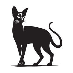 Majestic Oriental Shorthair silhouette, an iconic feline representation - Oriental Shorthair illustration - Oriental Shorthair vector - cat silhouette

