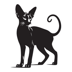Graceful Oriental Shorthair silhouette, embodying feline sophistication - Oriental Shorthair illustration - Oriental Shorthair vector - cat silhouette

