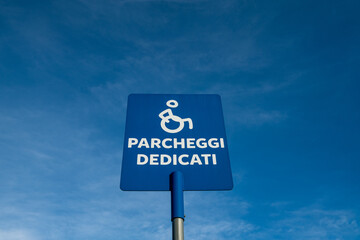 disabled parking symbol, disabled parking, symbol printed on asphalt, parking reserved for disabled cars and their companions, road signs for highway code with prohibition to other cars