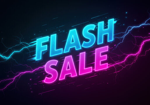 Dynamic flash sale neon sign with electric energy design for marketing campaigns