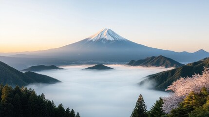 Majestic Mountain Sunrise in Valley of Clouds