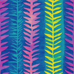 Tropical Leaf Seamless Pattern Tile Background with Vibrant Blues and Pinks