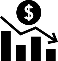 Cost reduction. Cost increase icon. Price reduced, discount icon. Low total cost icon image.