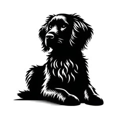 black and white cartoon illustration of a dog