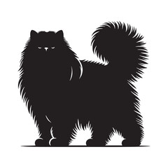 Regal Persian cat silhouette, showcasing its commanding feline presence - Persian illustration - Persian vector - cat silhouette

