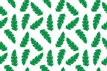 Pattern seamless, green big leaves. Summer flat vector illustration on white background