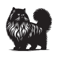 Opulent Persian cat silhouette, a symbol of luxury and elegance - Persian illustration - Persian vector - cat silhouette

