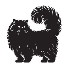 Obraz premium Lush Persian cat silhouette, emphasizing the fullness of its fur - Persian illustration - Persian vector - cat silhouette