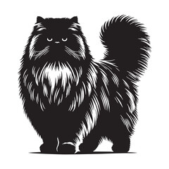 Graceful Persian cat silhouette, capturing its poised and elegant nature - Persian illustration - Persian vector - cat silhouette

