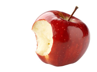 Red apple around full side bites isolated on transparent background