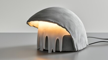 A stylish lamp with a modern design, featuring a unique shape and soft glow that adds elegance to any living space.