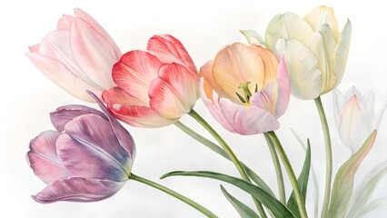 Fototapeta premium pink tulips isolated on white