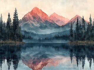 Majestic sunrise over serene lake rocky mountains nature landscape tranquil environment scenic viewpoint
