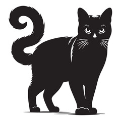 Flawless Russian Blue cat silhouette, highlighting its perfect symmetry - Russian Blue illustration - Russian Blue vector - cat silhouette

