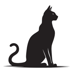 Glistening Russian Blue cat silhouette, reflecting its iconic silver-blue coat - Russian Blue illustration - Russian Blue vector - cat silhouette

