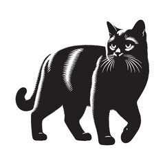 Charming Russian Blue silhouette, a delightful feline artwork - Russian Blue illustration - Russian Blue vector - cat silhouette

