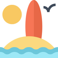surfing flat web icon concept