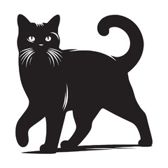 Elegant Russian Blue silhouette, a refined depiction of feline grace - Russian Blue illustration - Russian Blue vector - cat silhouette

