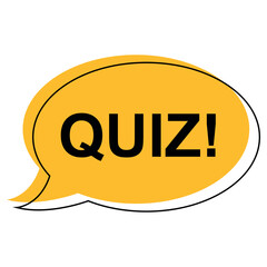 Quiz text on speech bubble, speech bubble with Quiz text isolated on white background.