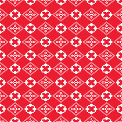 Bold red pattern with white pixel motifs in alternating diamond formations. Traditional textile design perfect for holiday projects and cultural celebrations.​​​​​​​​​​​​​​​​