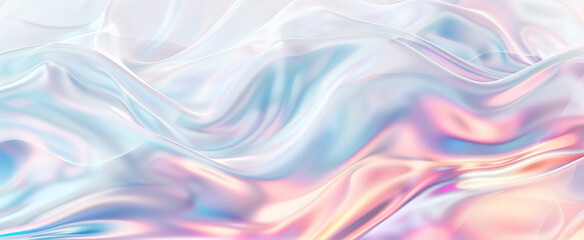 Iridescent waves of pastel hues blend and flow, creating an abstract texture with a liquid feel.