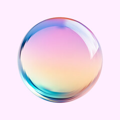 Realistic glossy  rainbow ball.Abstract 3D light bubble with glare.Geometric abstract  iridescent liquid shape.