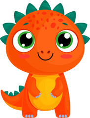 Cute Ginger Dinosaur Clipart Vector