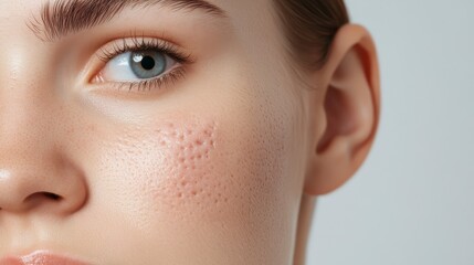 Naklejka premium Navigating the Complexities of Skin: A close-up view captures the texture of skin, accentuating the fine details and intricacies.