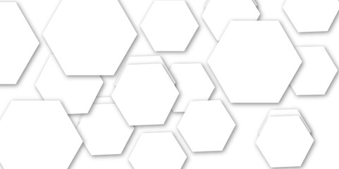 Fototapeta premium Abstract light grey and white hexagon 3d effect pattern with shadow seamless texture background. Use for book, poster, flyer, website vector illustration.