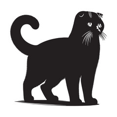 Charming Scottish Fold silhouette, embodying its sweet and affectionate nature - Scottish Fold illustration - Scottish Fold vector - cat silhouette

