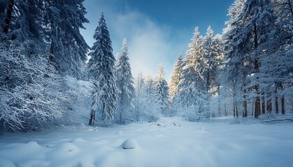 Obraz premium mysterious winter landscape with frozen woods