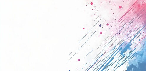 Abstract background with colorful lines and dots, white background, 