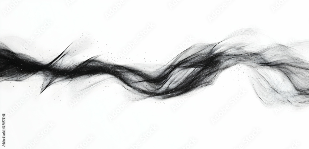 Poster abstract black and white vector background of network connections with data flow lines on the right 